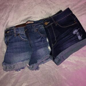 3 pairs of jean shorts